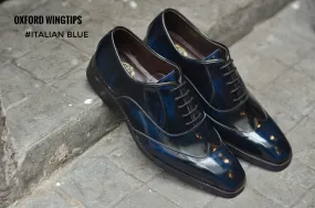 502-1 New Oxford Shoe Wingtip Italian Blue - Buy Online Now on [Website Name]