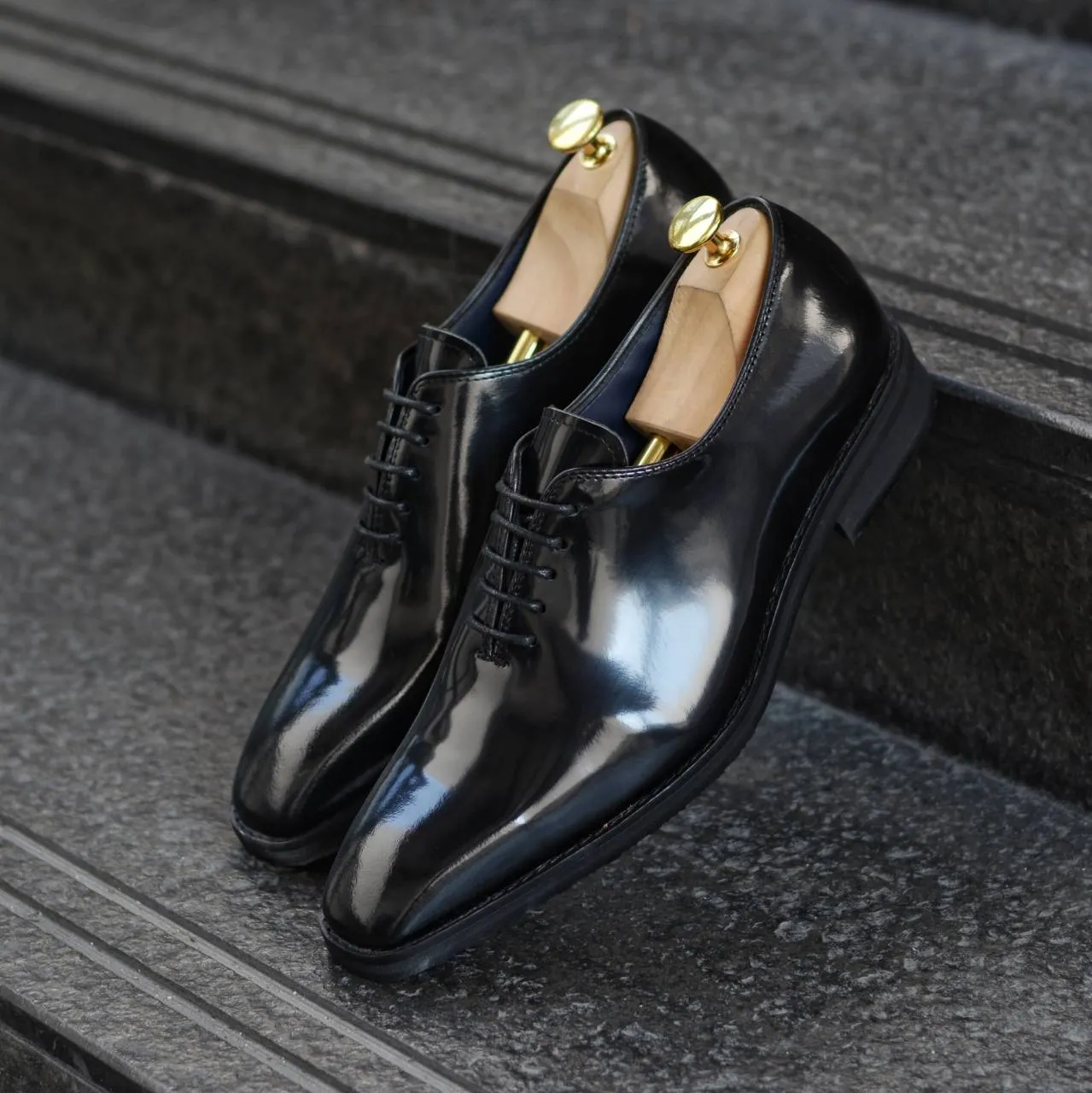 502-3 New Oxford Wholecut Black Patent Leather Shoe