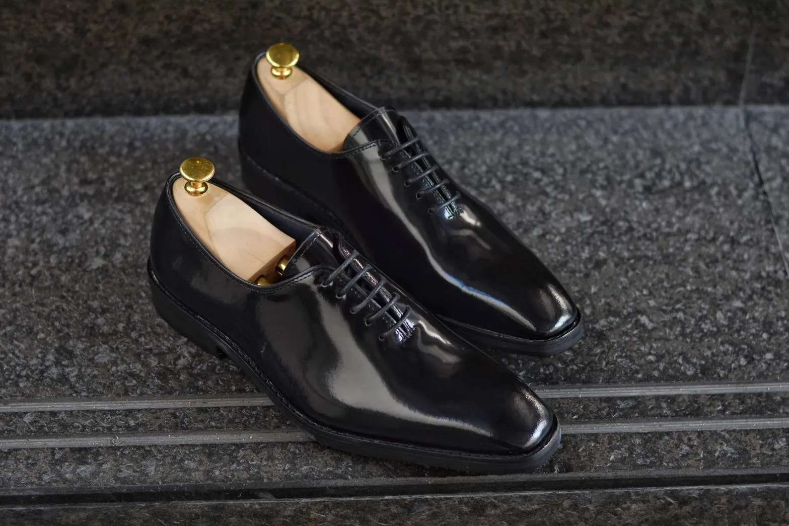 502-3 New Oxford Wholecut Black Patent Leather Shoe