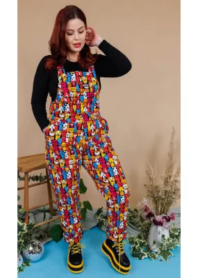 70's Black Dungarees with Fox Dog Design - Shop Run & Fly