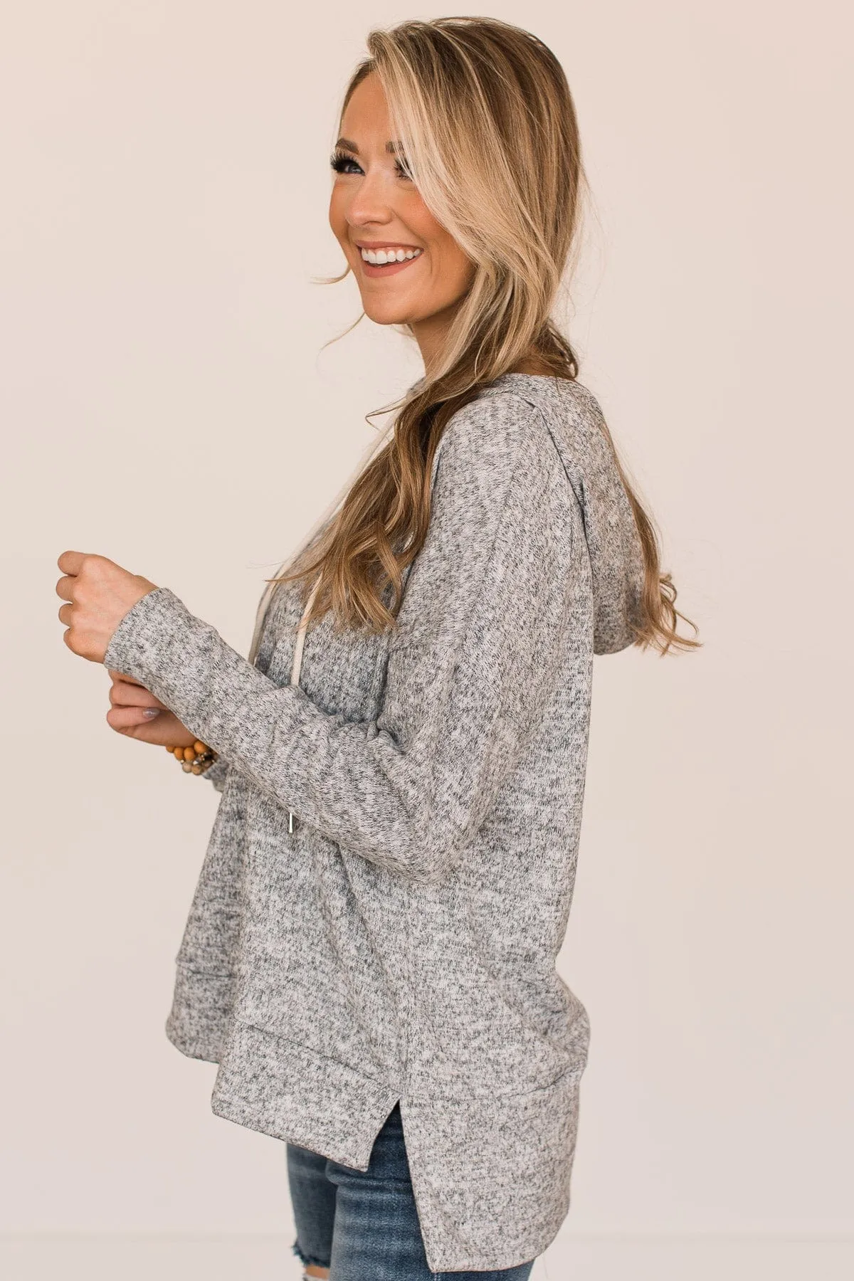 A Beautiful Day Hooded Top- Heather Grey