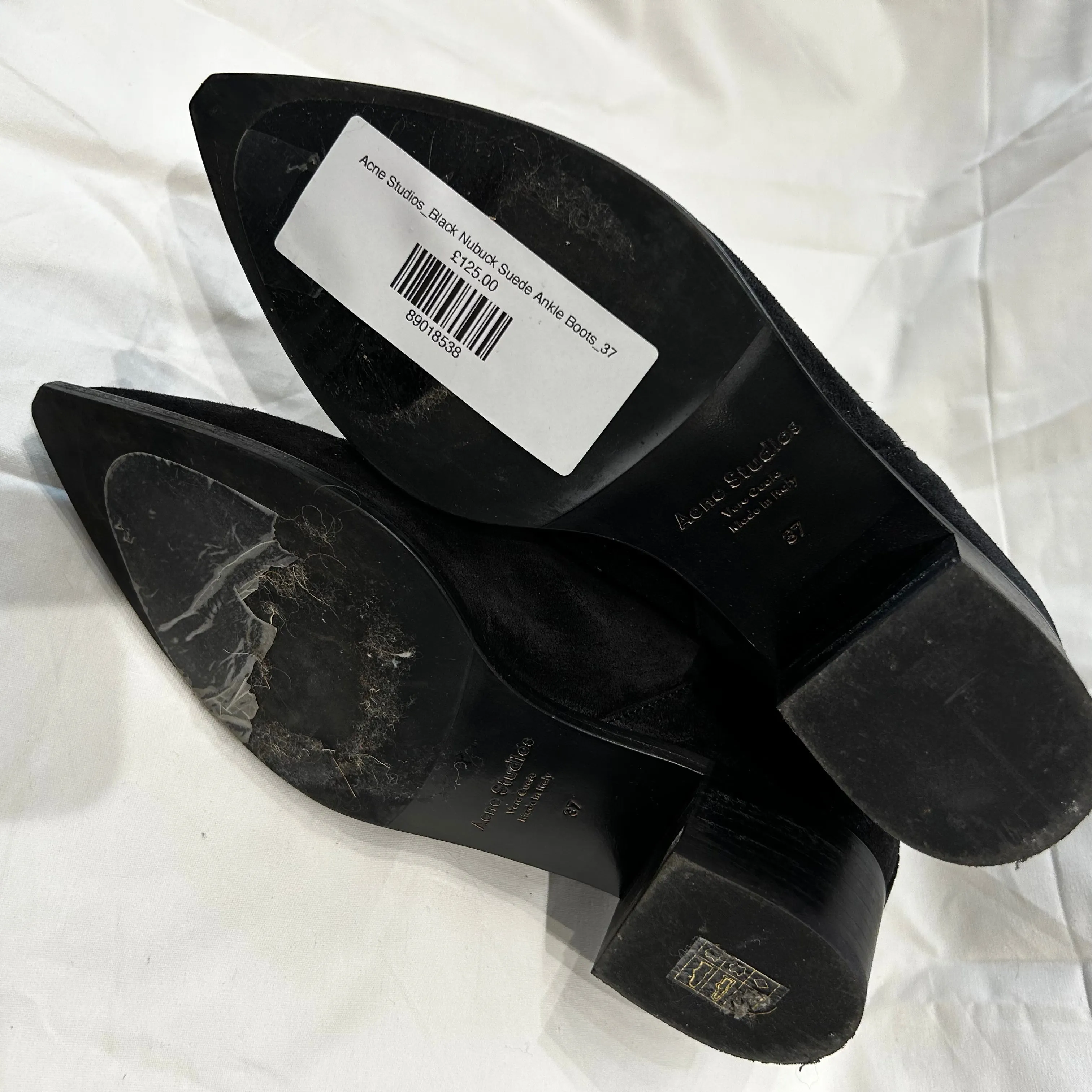 Acne Studios Black Nubuck Suede Boots Size 37