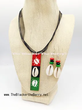 African Women Necklace - Pan African RBG Jewelry Set with Earrings