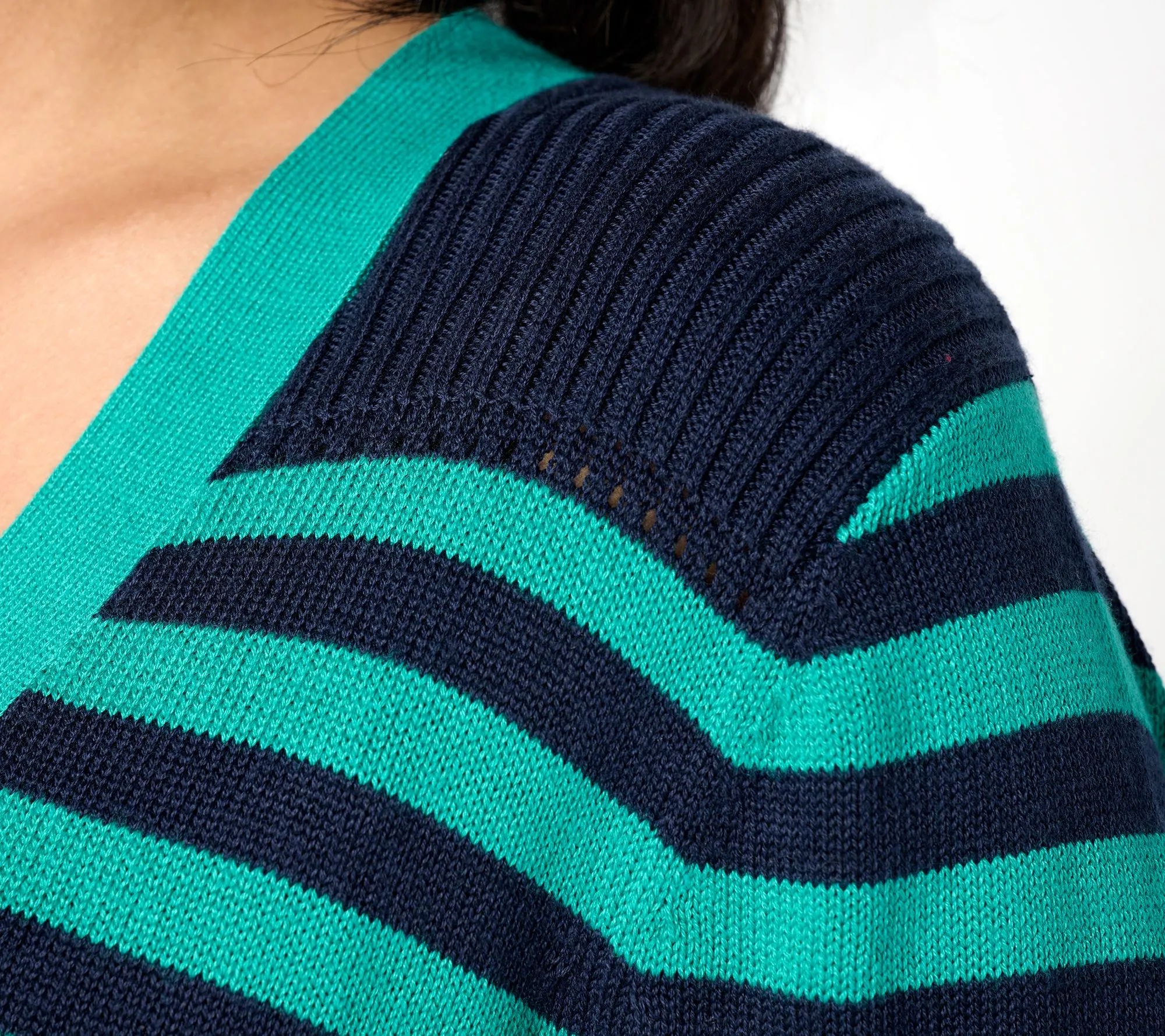 AnyBody Striped Cardigan & Solid Tank Sweater Set