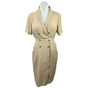 Asos Women's Beige V-Neck Collared Short Sleeve Calf Length Blazer Dress Size 2