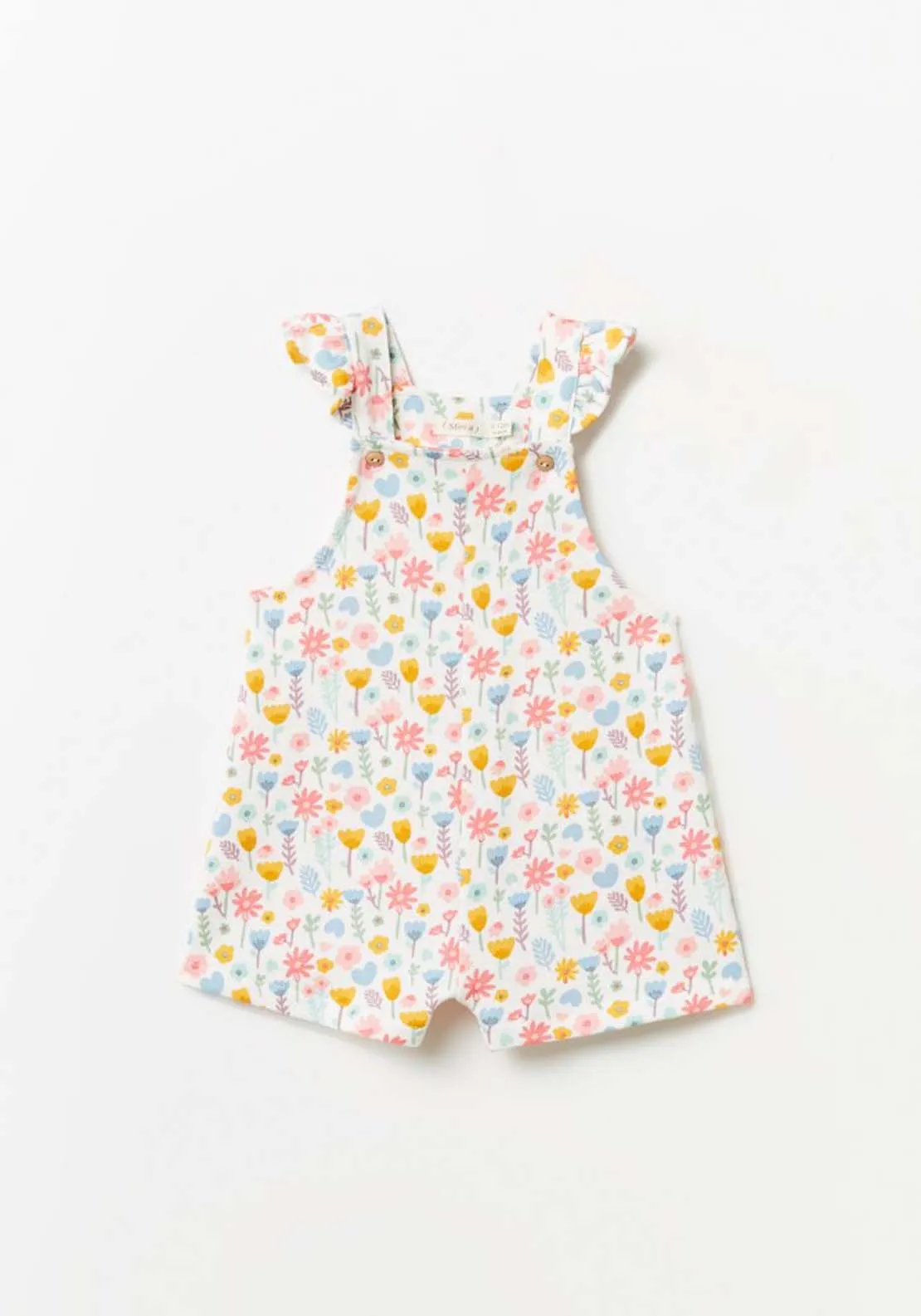 Baby Girl Floral Short Jumpsuit in Cream