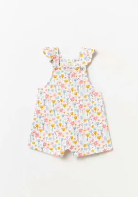 Baby Girl Floral Short Jumpsuit in Cream