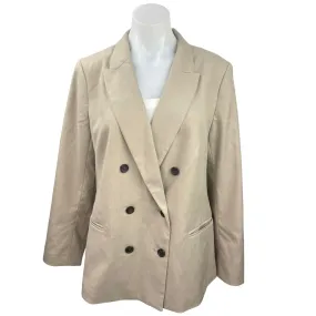 Banana Republic Cream Tan Double Breasted Career Office Blazer Coat Jacket Sz 14