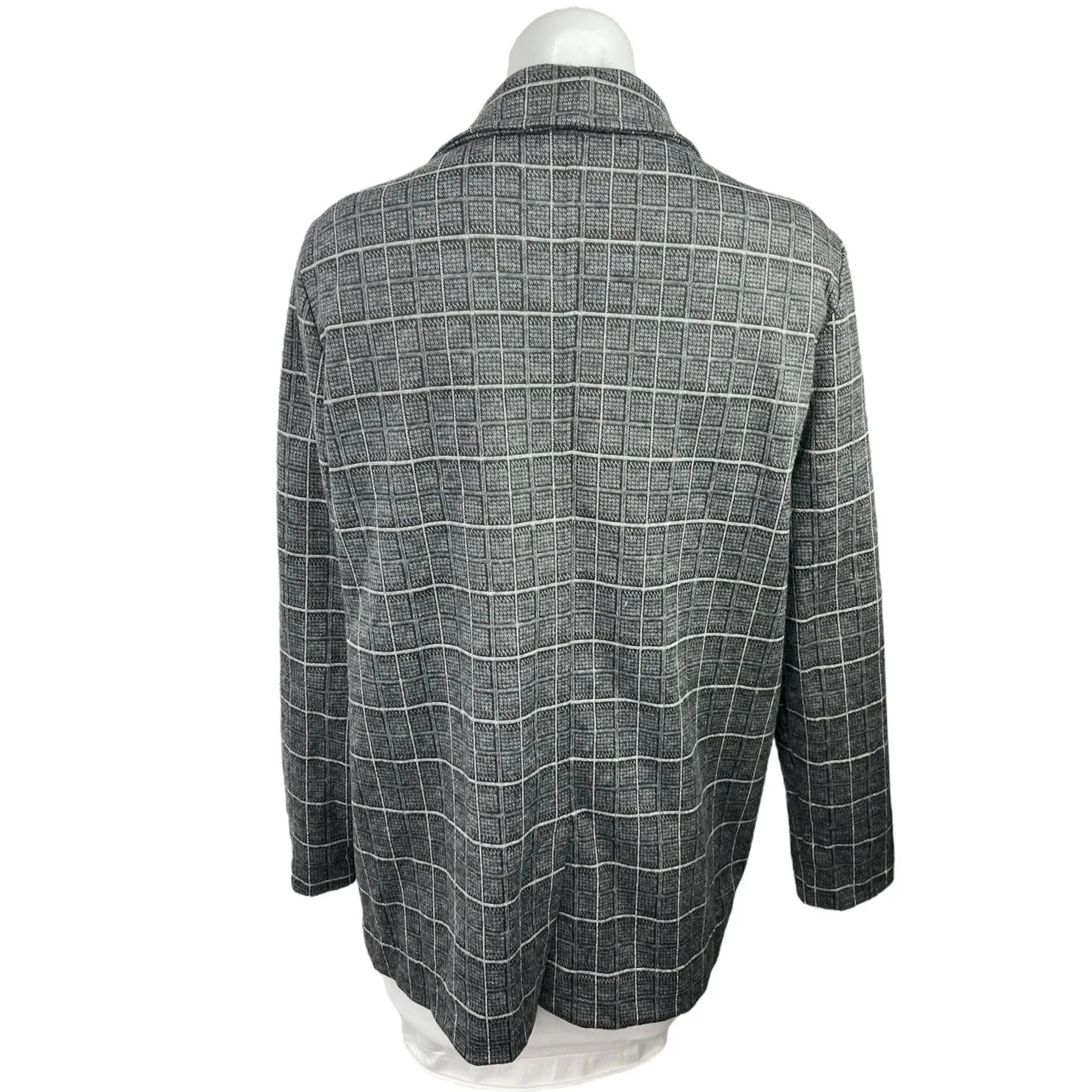 Banana Republic Gray Check Long Sleeve Double Breasted Blazer Coat Jacket Size S