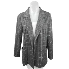 Banana Republic Gray Check Long Sleeve Double Breasted Blazer Coat Jacket Size S