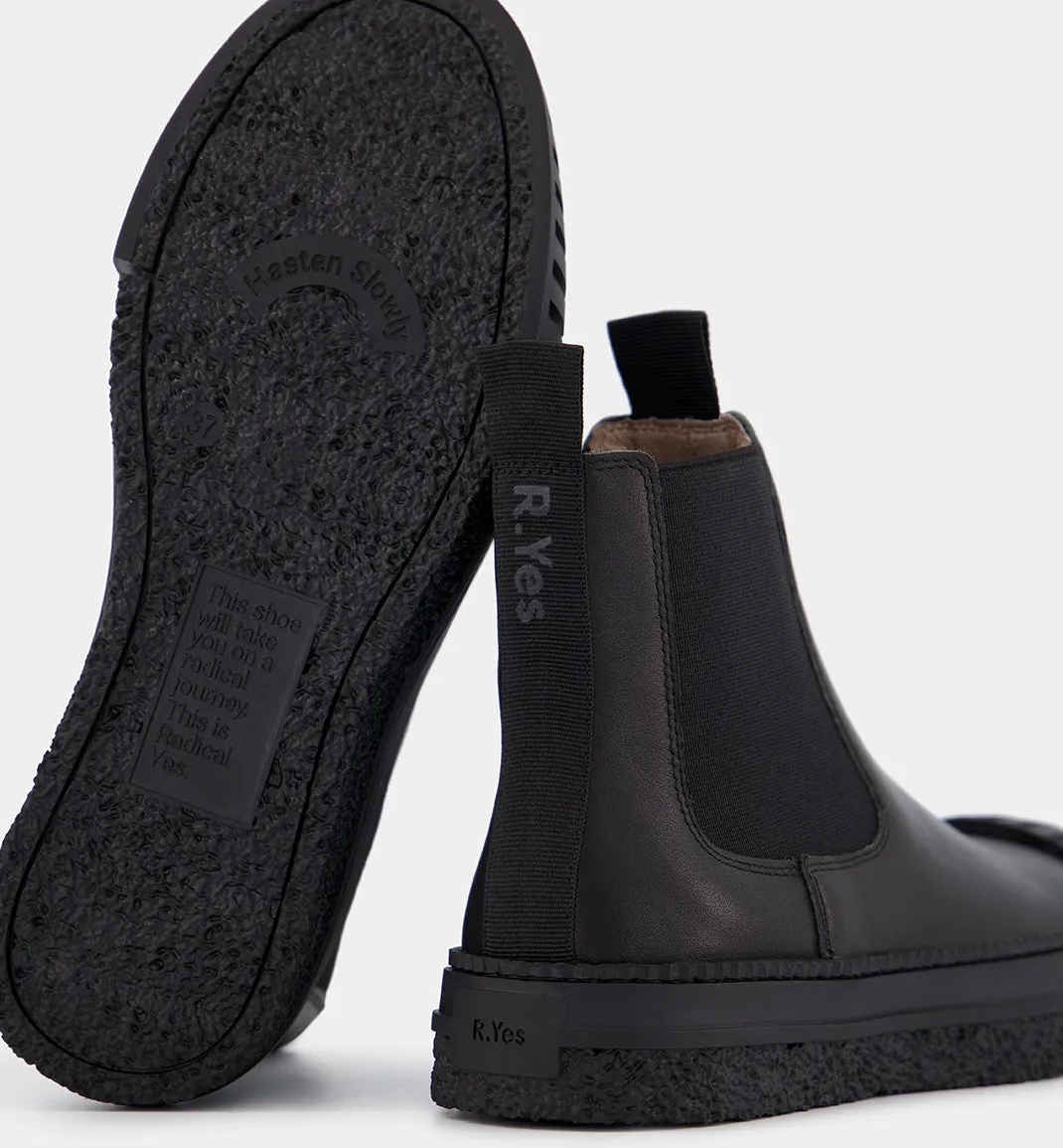 Barbar Black Leather Chelsea Boots- Black Outsole