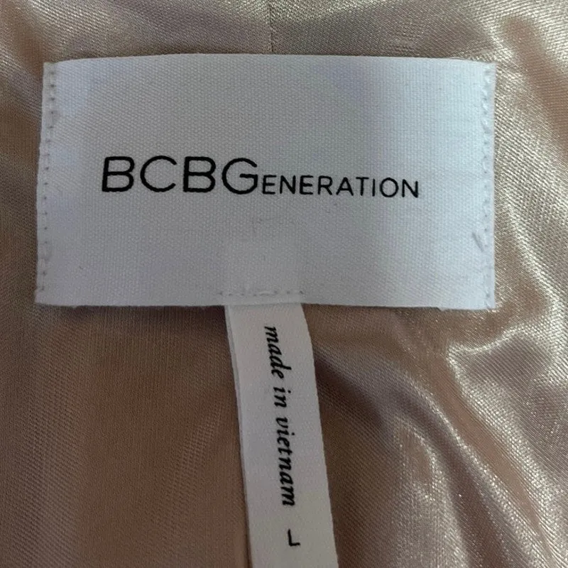 BCBGeneration Pink Open Front Long Sleeve Career Casual Blazer Coat Jacket Sz L