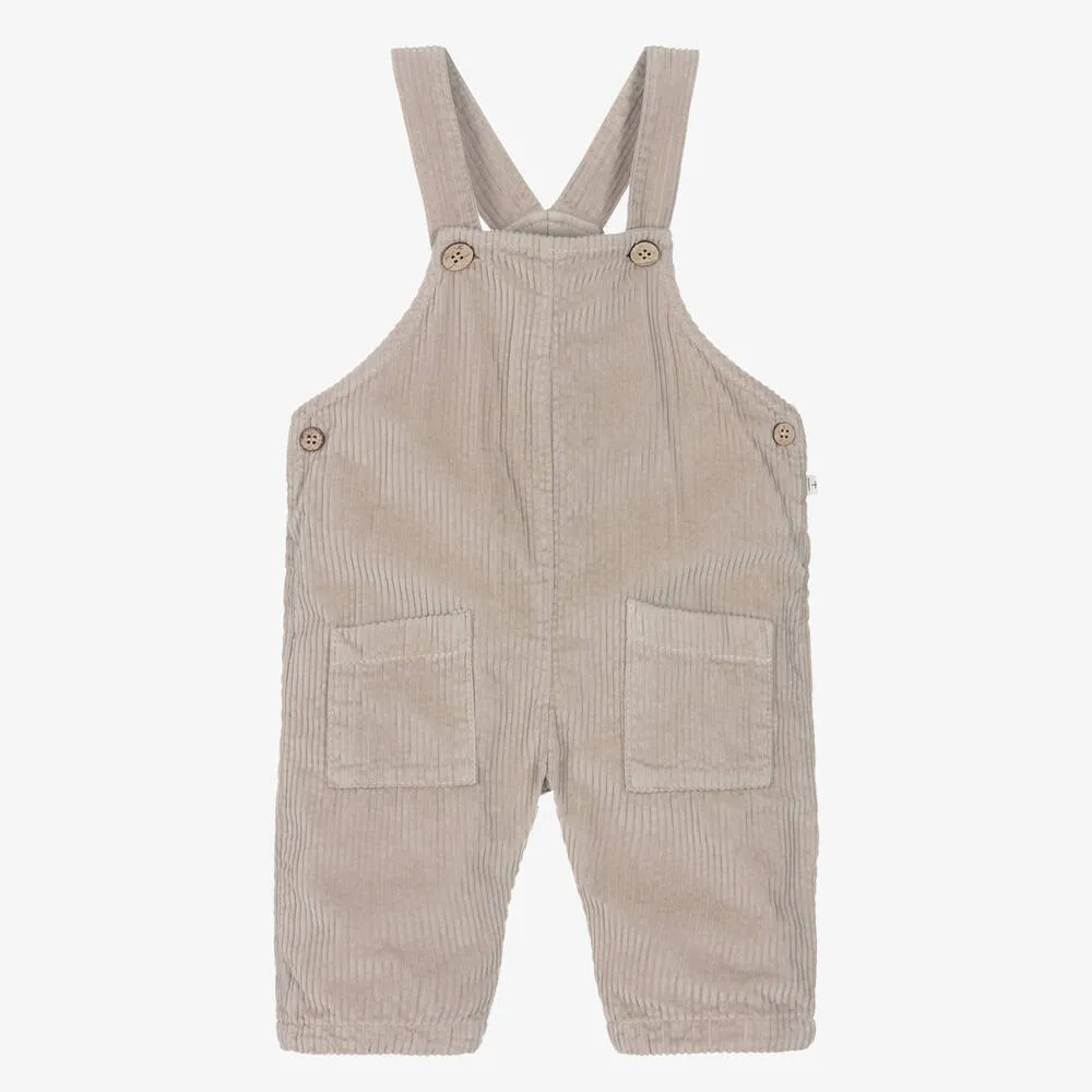 Beige Cotton Corduroy Dungarees