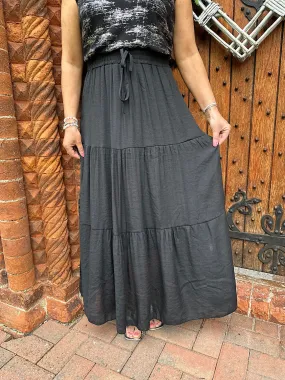 Black Double Layer Lightweight Panel Skirt