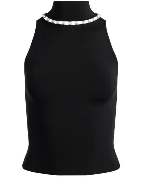 Black Embellished Annalee Mock Neck Top - Shop Now