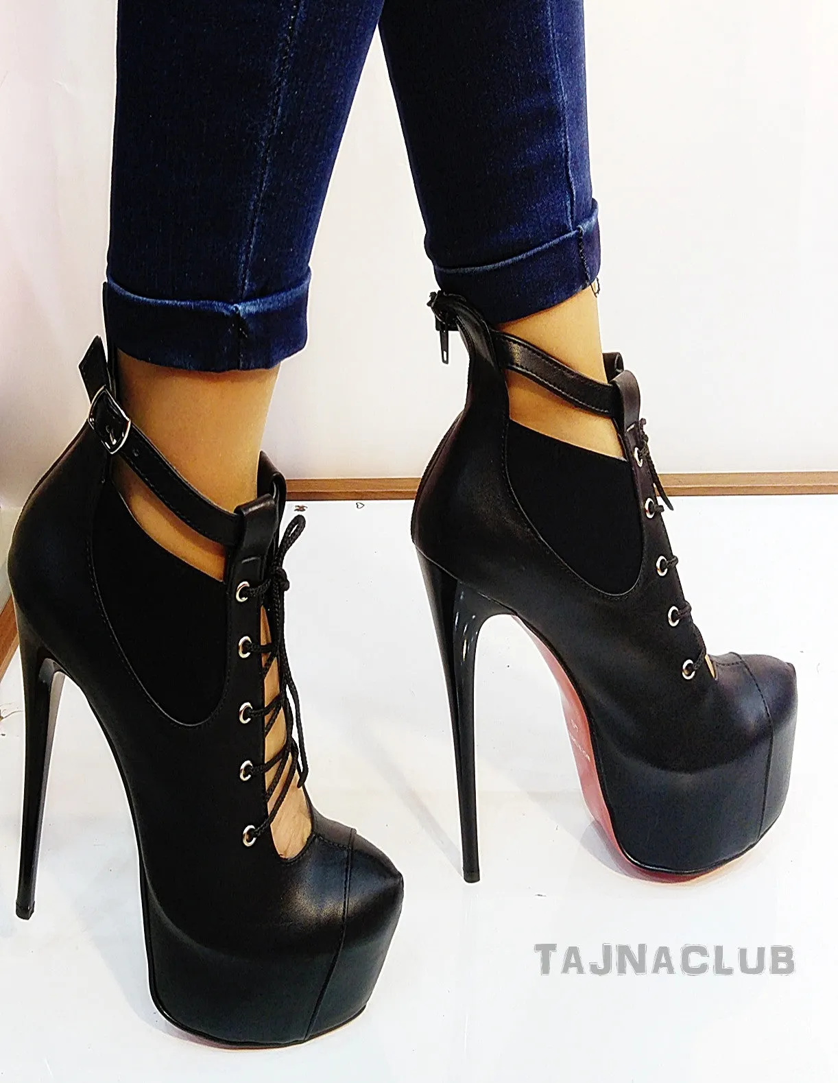 Black Lace Up Platform Boots.