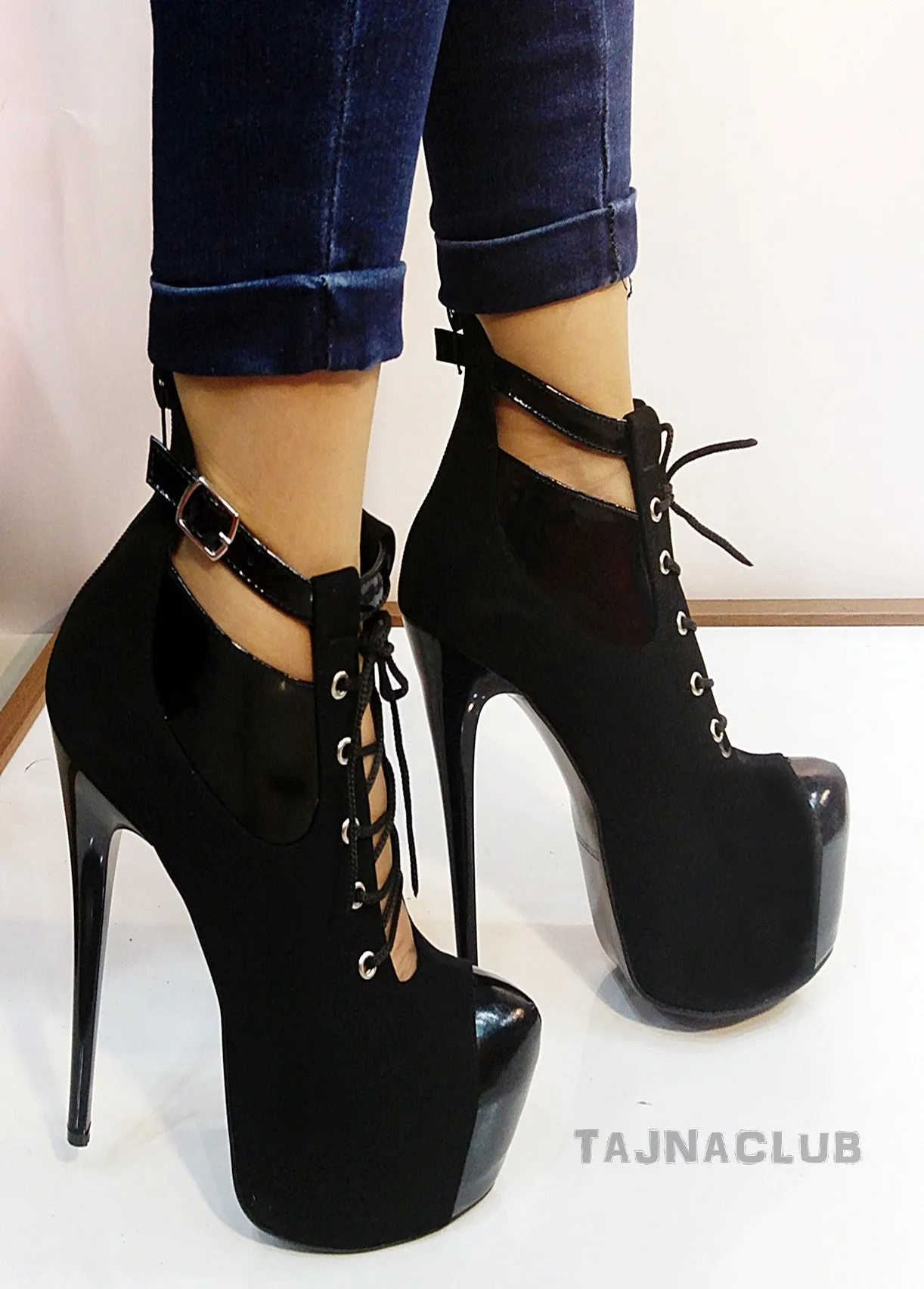 Black Lace Up Platform Boots.