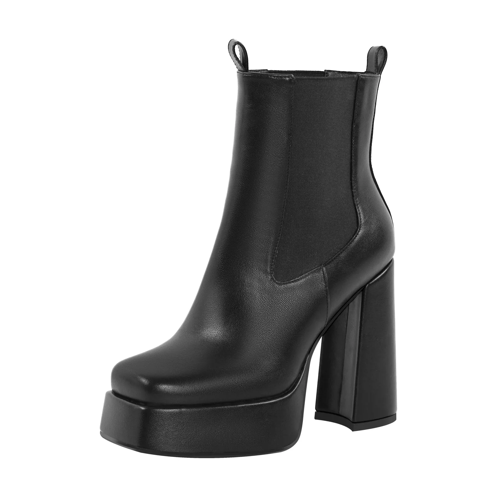 Black Square Toe Platform Chunky Heel Ankle Boots - Result: Black Square Chunky Heel Ankle Boots