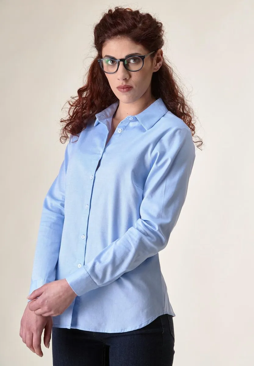 Blue oxford stretch women's shirt