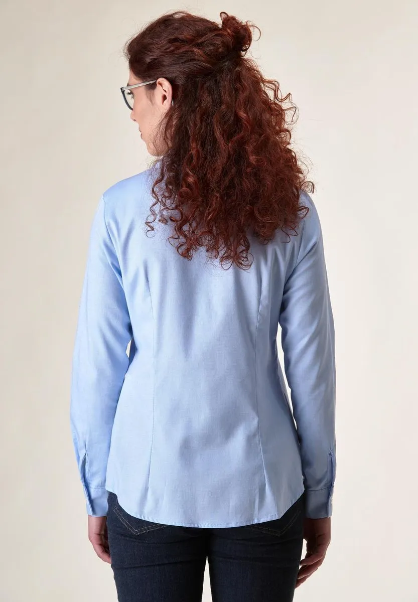 Blue oxford stretch women's shirt