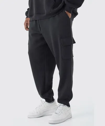 boohoo Mens Plus Regular Fit Cargo Sweatpant