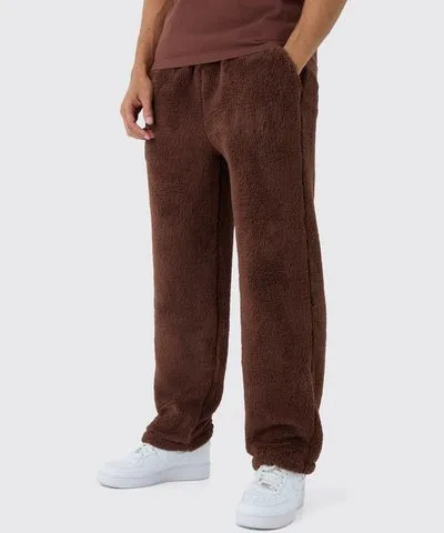 boohoo Mens Relaxed Borg Lounge Sweatpant