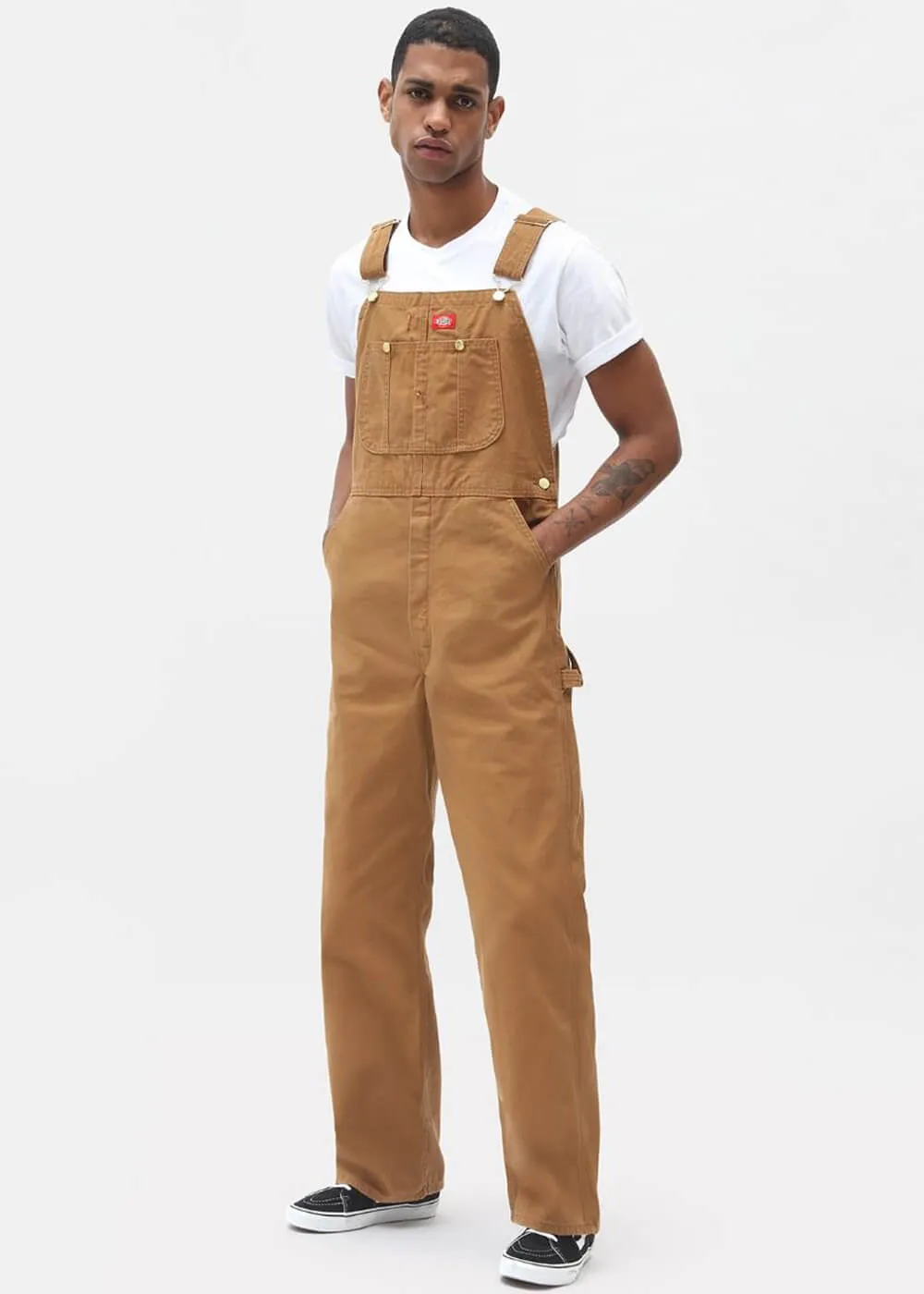 Brown Canvas Bib Dungarees for Men by Dickies