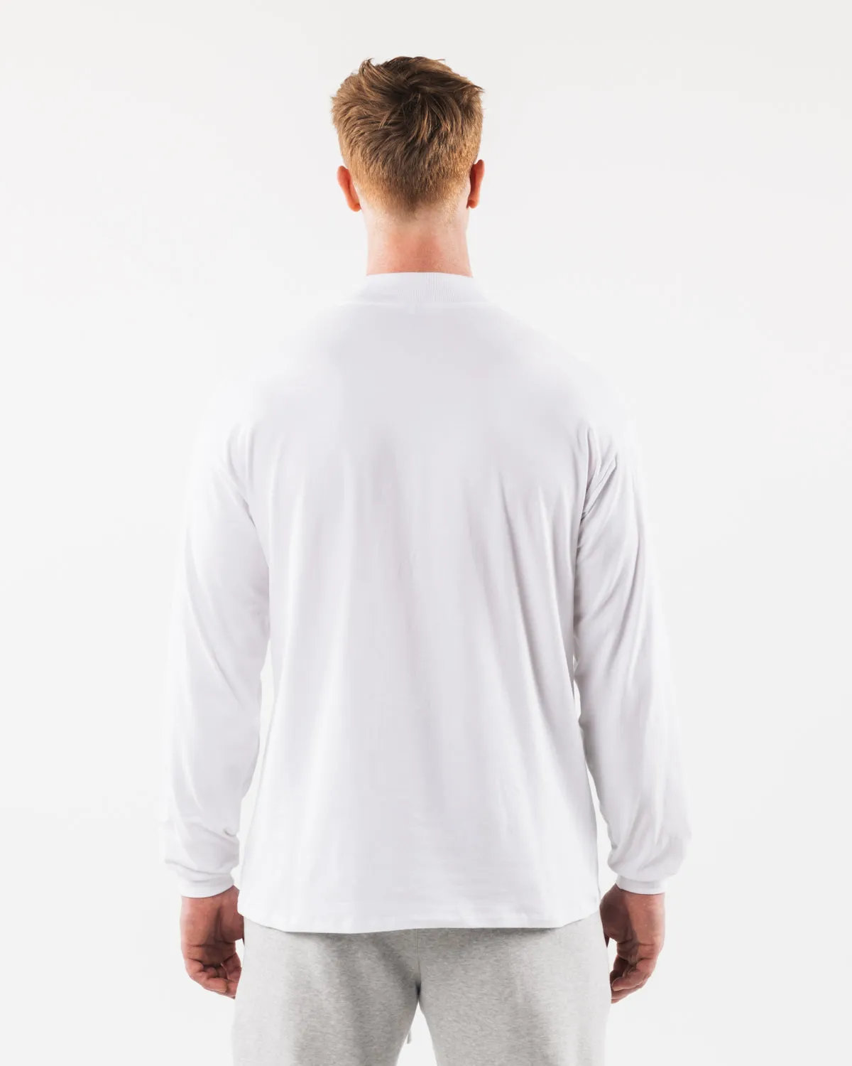 Brushed Core Mock Neck LS - White