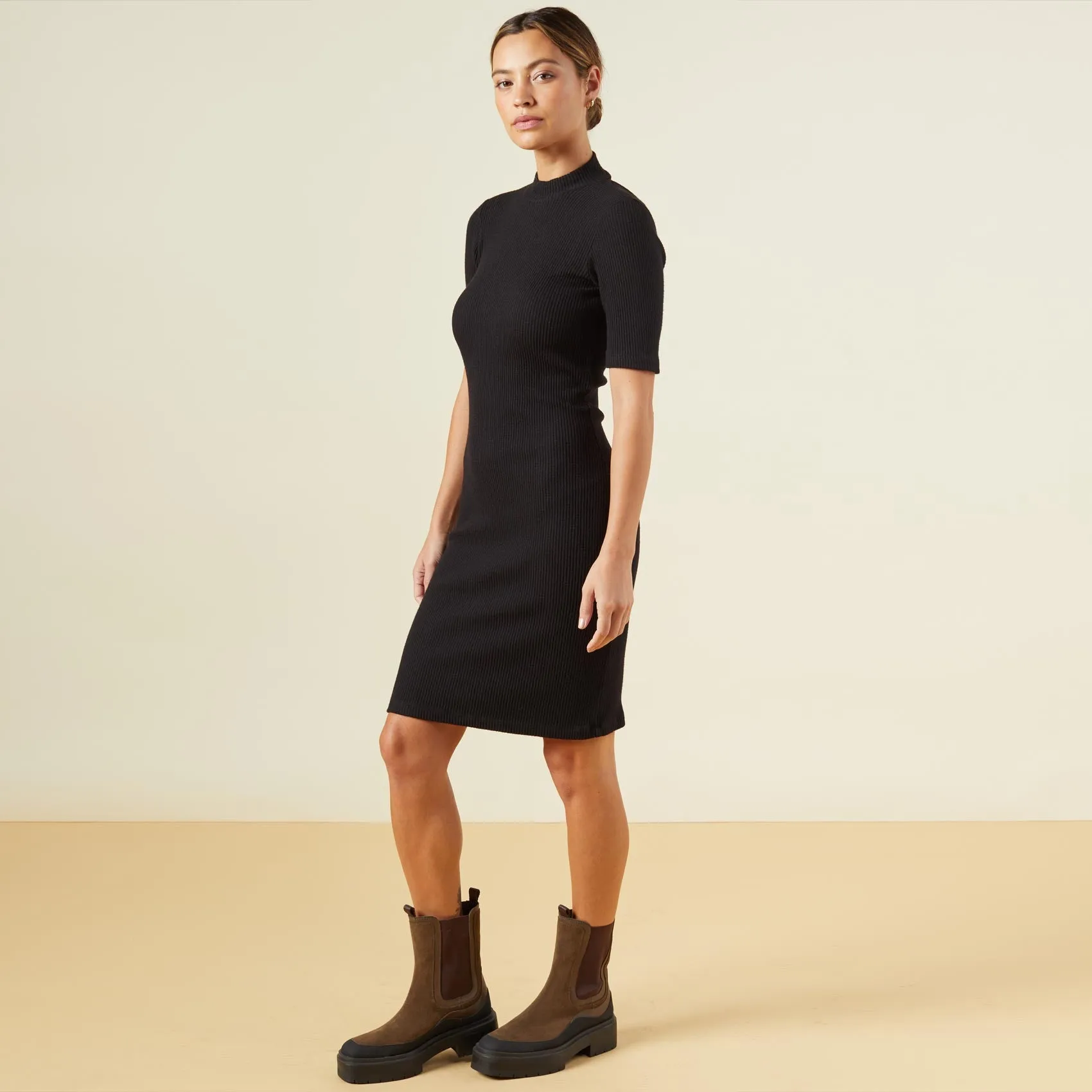 Brushed Rib Mock Neck Dress