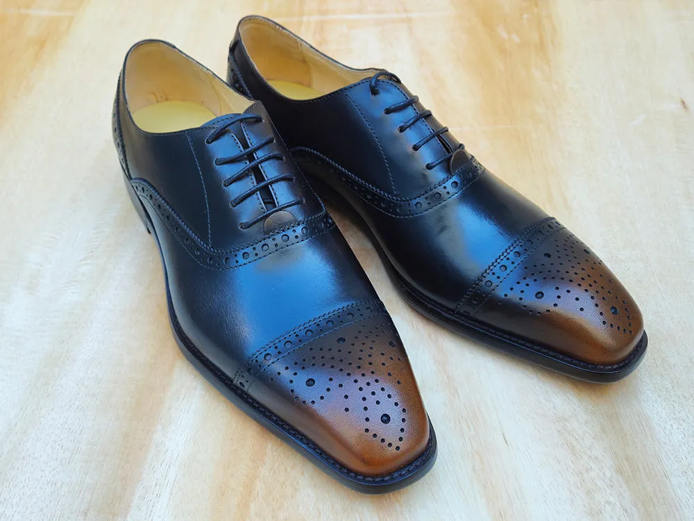 Cap Toe Oxford Calfskin Shoe with Five Eyelets