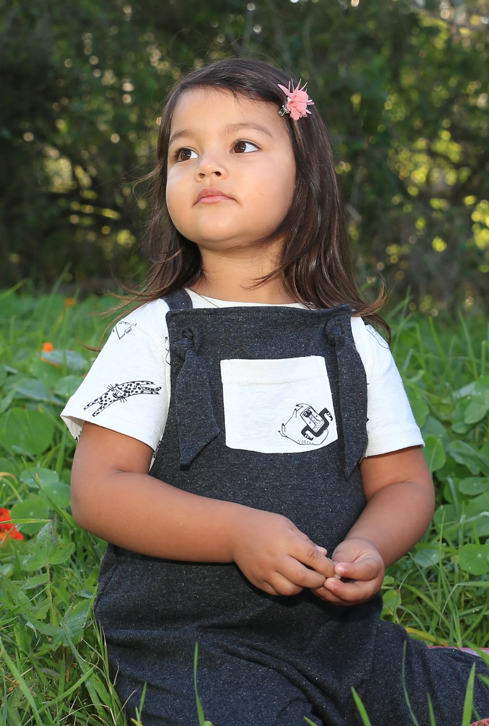 Charcoal Dungarees with Double Knots