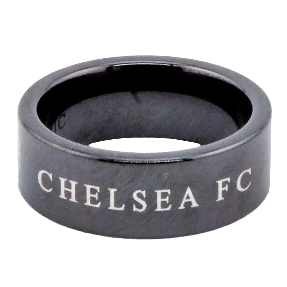 Chelsea FC Black Ceramic Ring - Size Medium