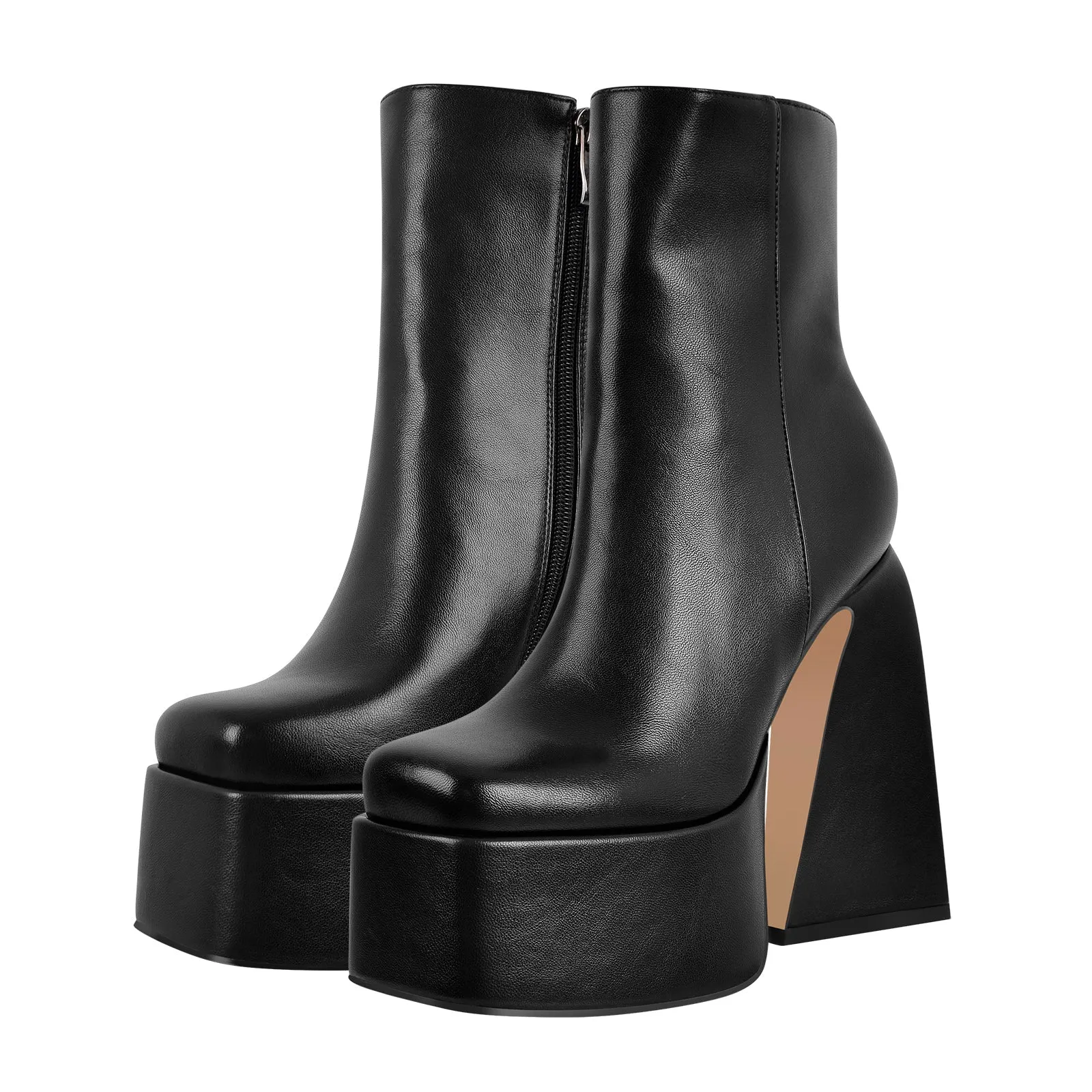 Chunky ankle boots, thick high heels platform shoes