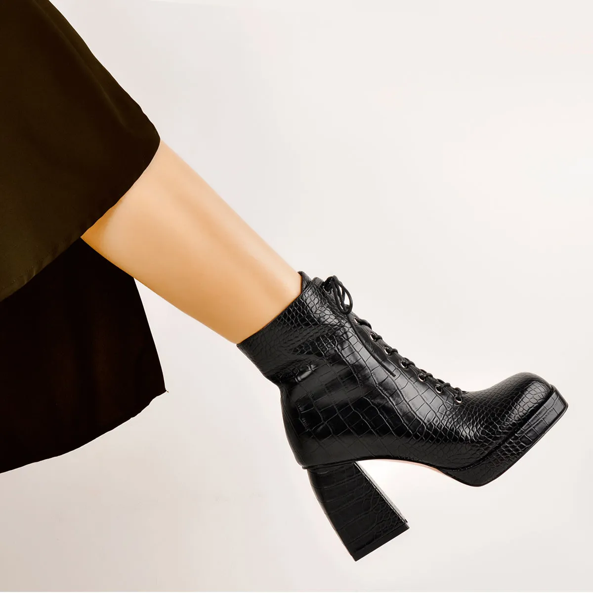 Chunky Black Ankle Strap Platform Boots