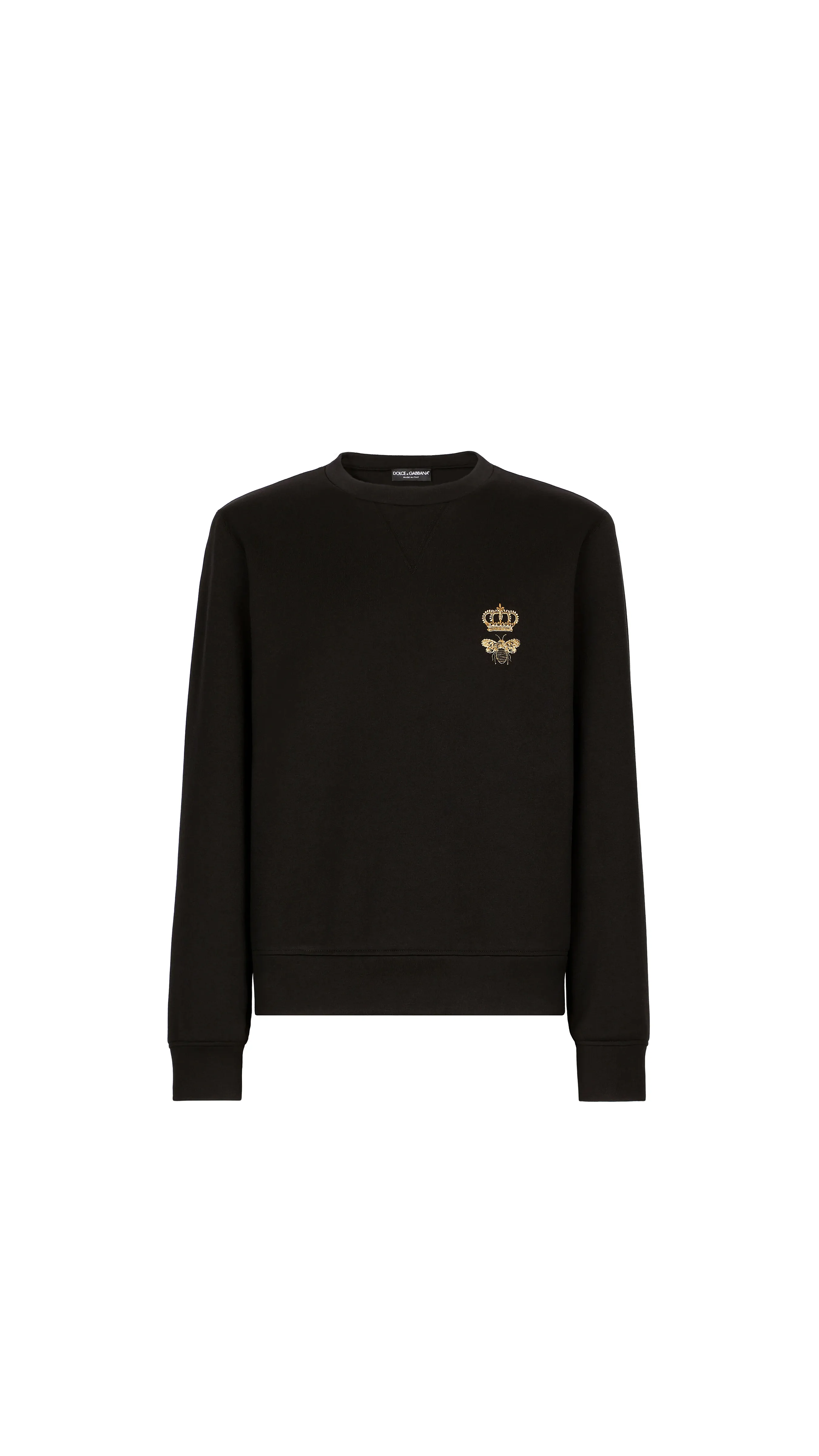 Cotton Jersey Sweatshirt Black Embroidery