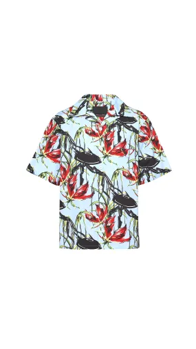 Cotton Shirt - Sky Blue/Red