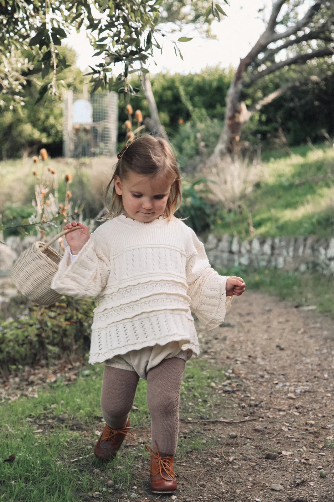 Cream Crochet Flare Sleeve Sweater