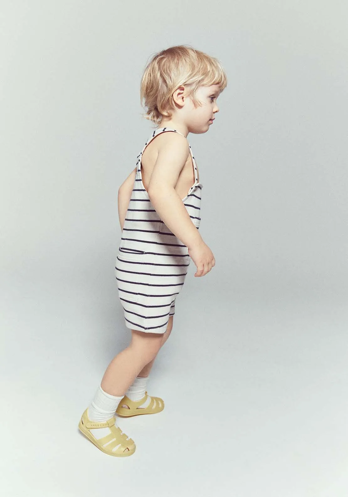 Cream Striped Overalls