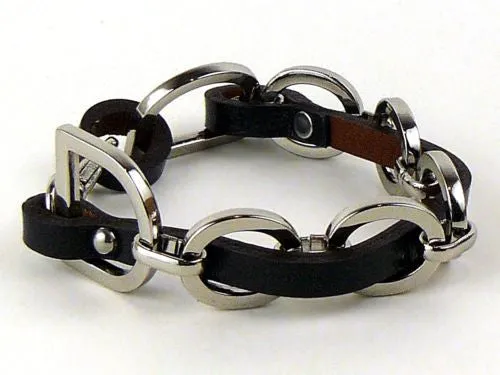 D and O Ring Chain Link Leather Bracelet by Rush wear with CC Skye