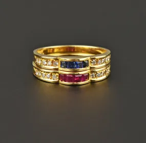 Diamond Sapphire 18K Gold Eternity Band Ring