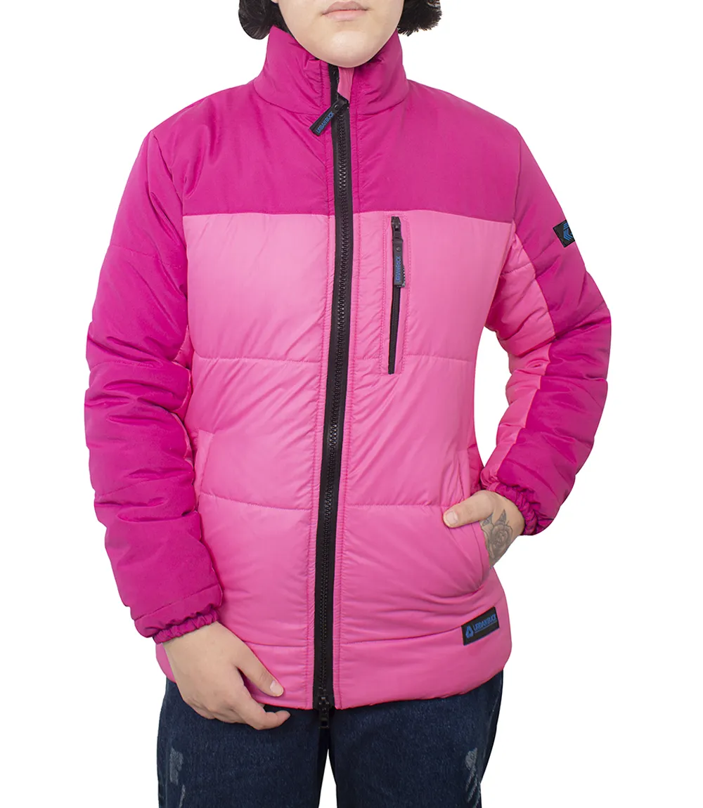 Dual Tone Womens Pink Puffer Jacket