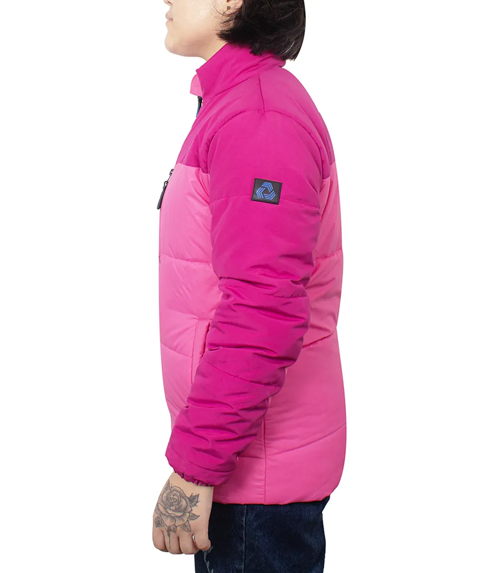 Dual Tone Womens Pink Puffer Jacket