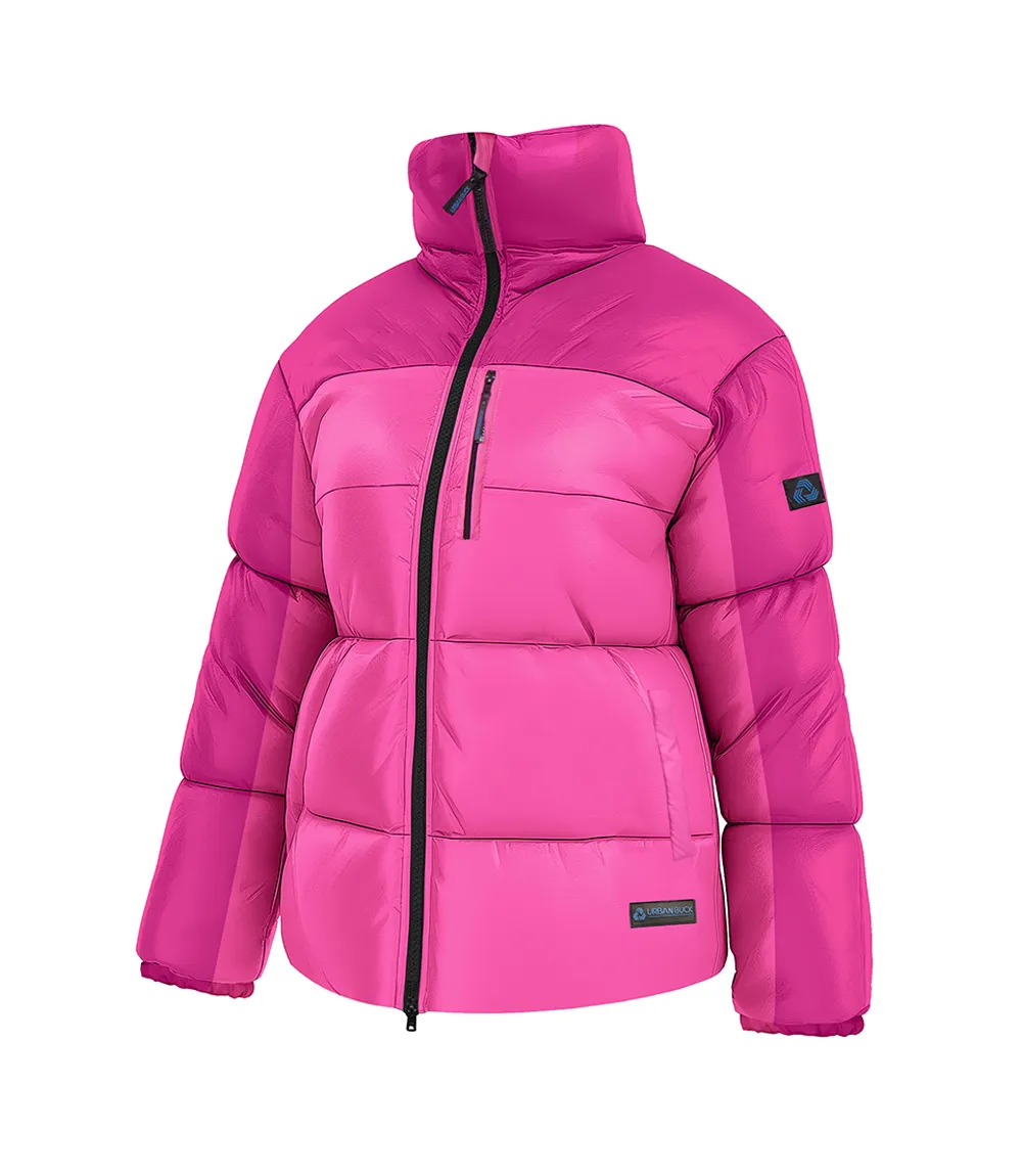 Dual Tone Womens Pink Puffer Jacket