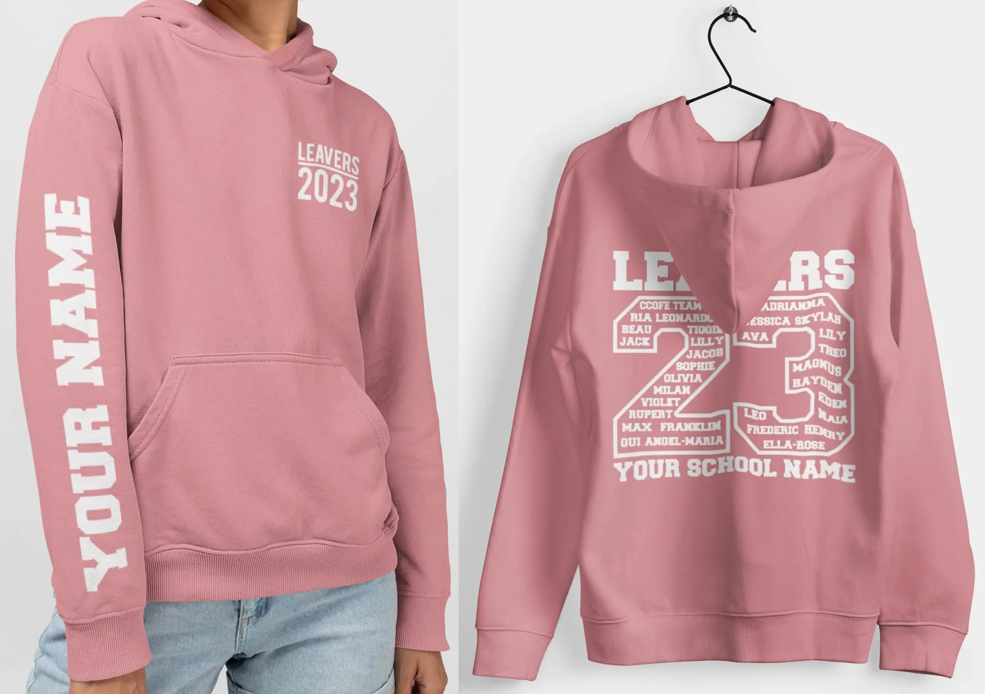 Dusty Pink Leavers Hoodie, Schools, Colleges, Universities & Clubs 2023