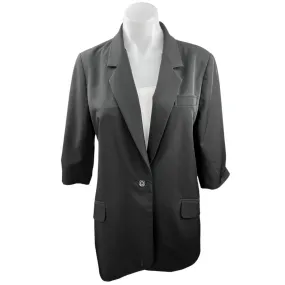 Elizabeth and James Womens Black 3/4 Sleeve One Button Blazer Coat Jacket Size 8