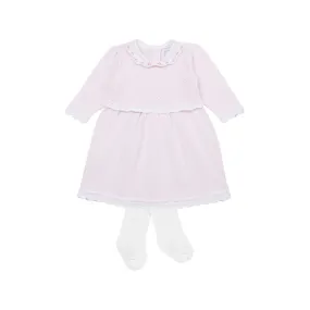 EMILE ET ROSE Heather Two-Piece Collared Dress and Tights Set - Light Pink