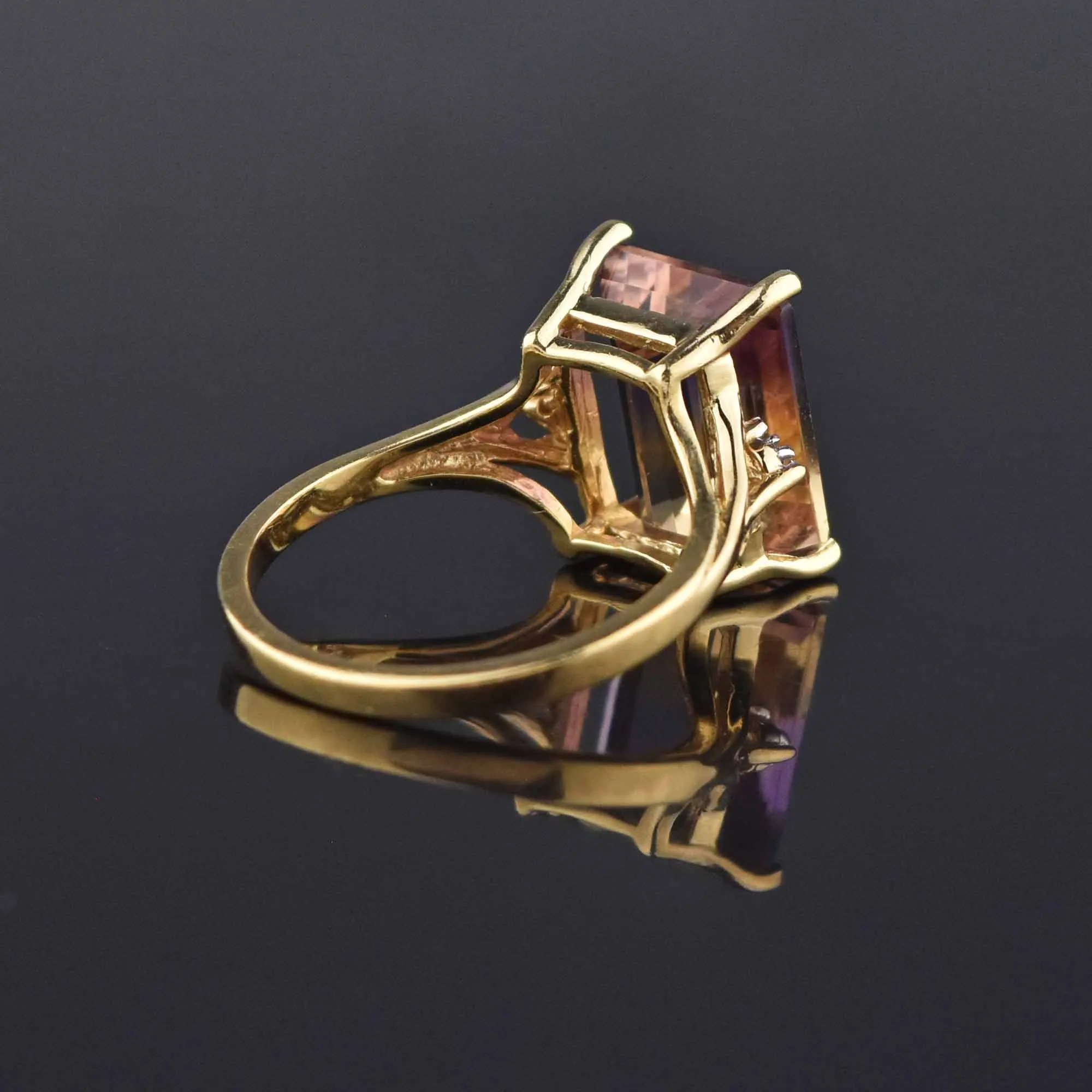 Estate Diamond and Ametrine 10K Gold Ring, Sz 6.75