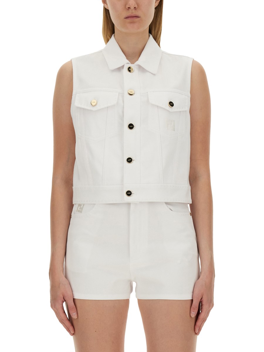 FENDI    CROPPED DENIM VEST