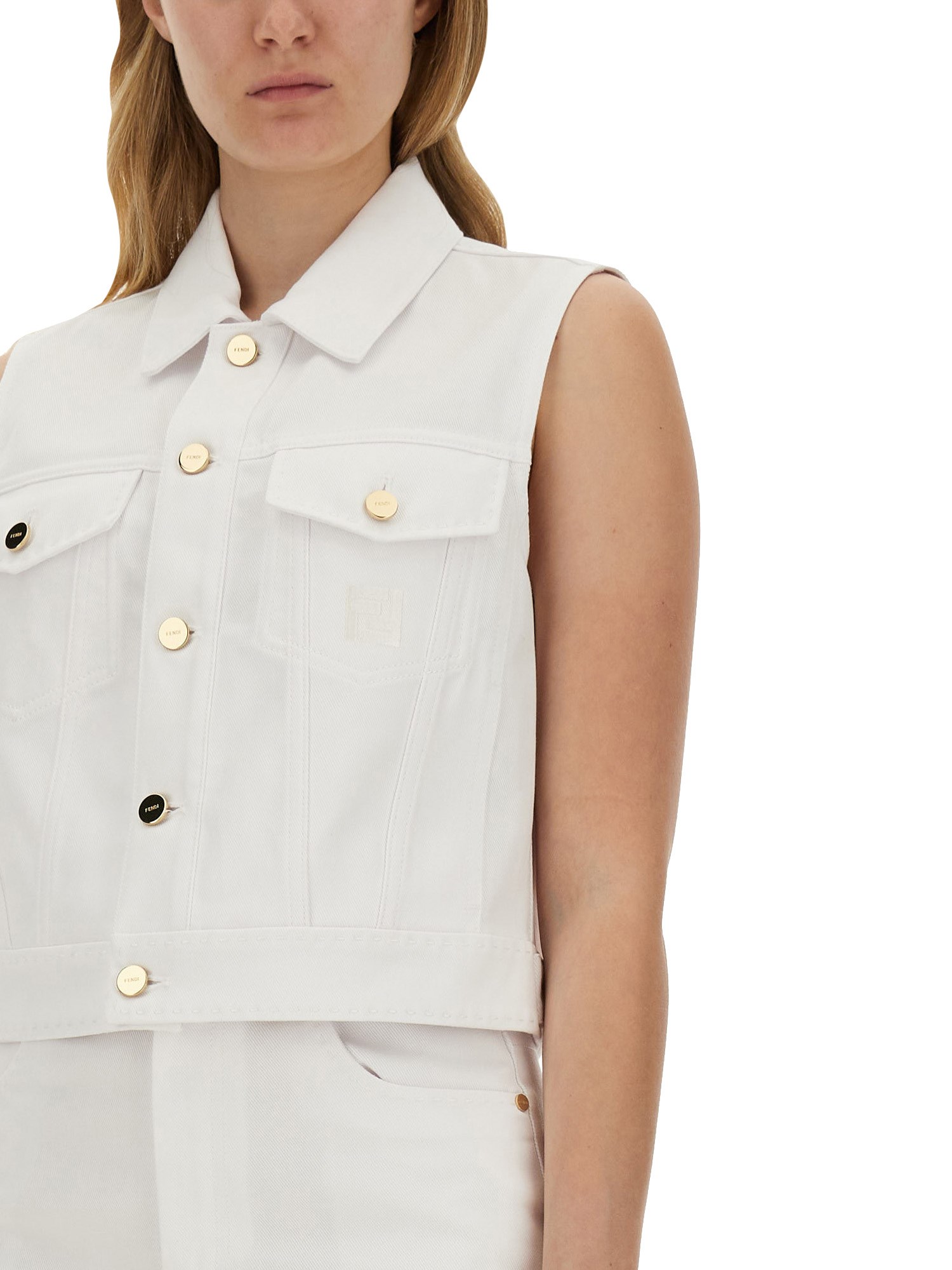 FENDI    CROPPED DENIM VEST