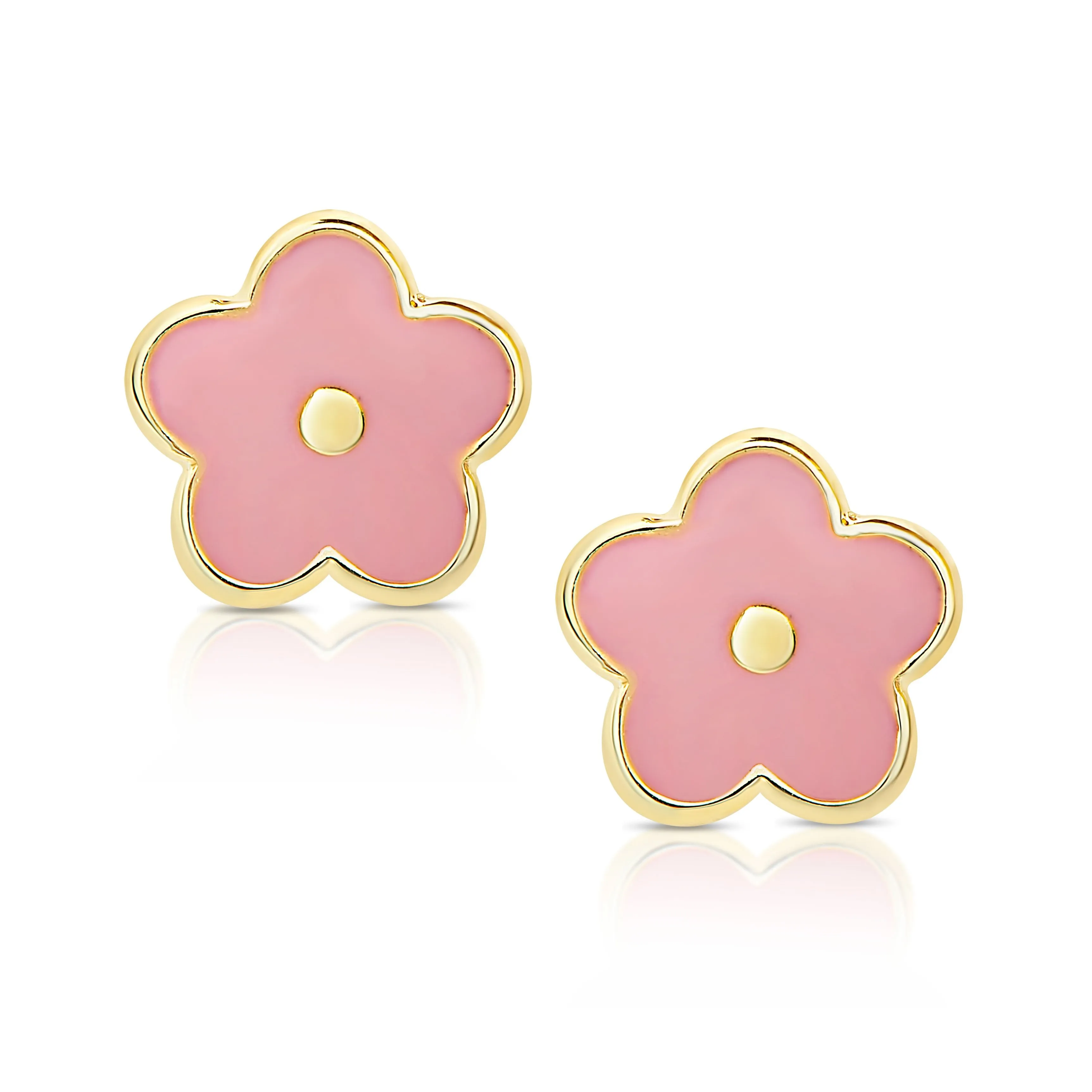 Flower Stud Earrings and Necklace Set - Pink